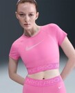Nike Pro Womens Dri-FIT Short-Sleeve Cropped Graphic Top