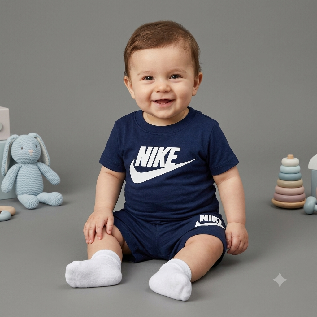 Nike club tee and short set 0-3m